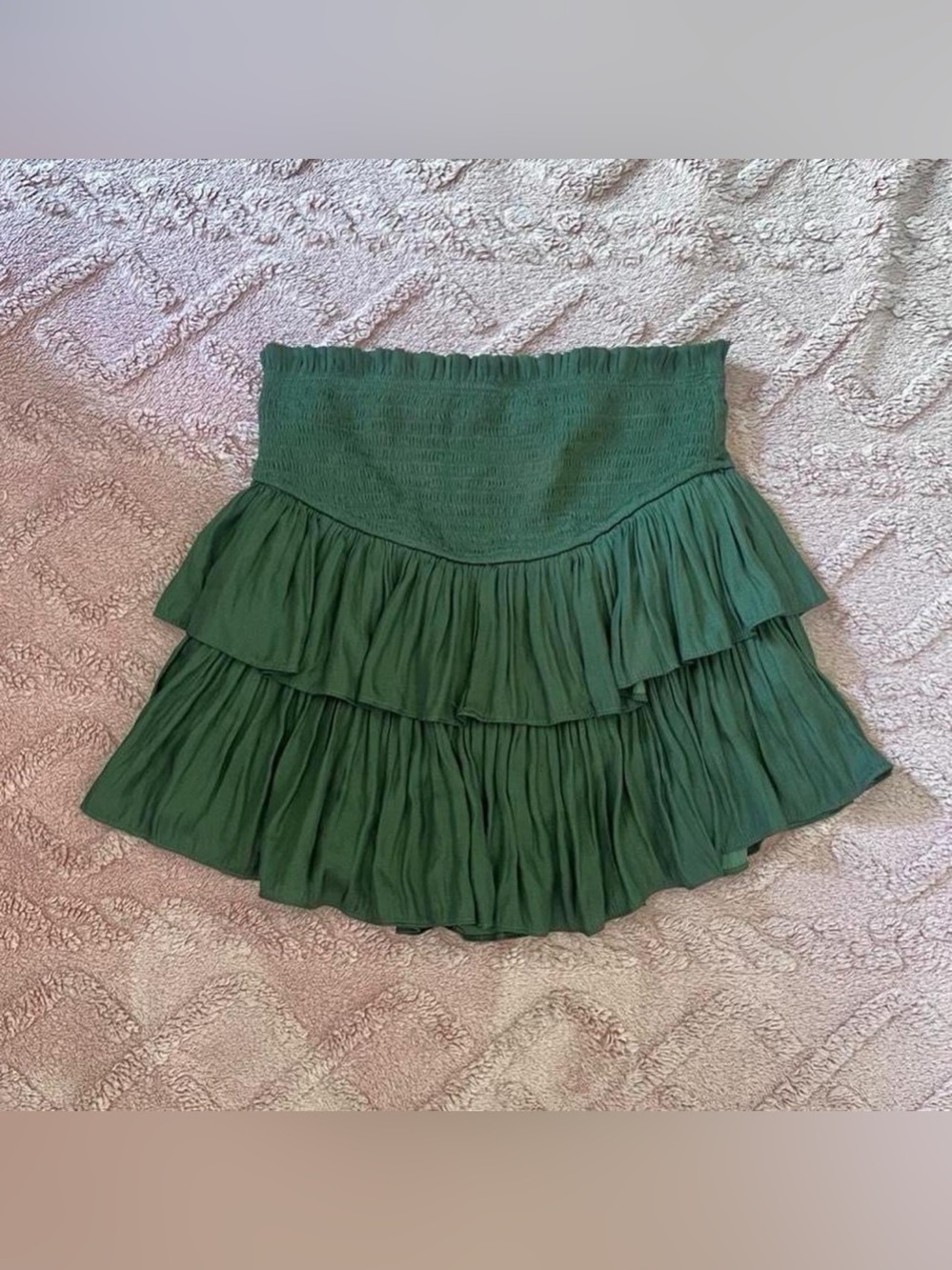 Green Tiered Ruffle Mini Skort